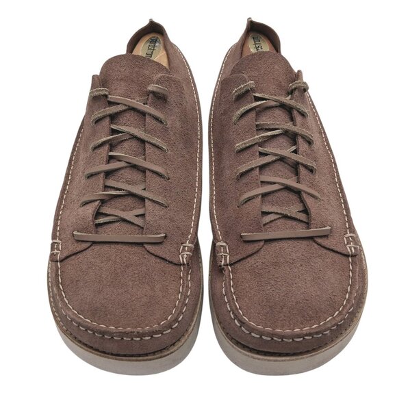 YOGI Shoes Mens Size 12 EU 46 Brown Suede Moc Toe Wedge Sole Lace Up 6658 - Picture 2 of 13